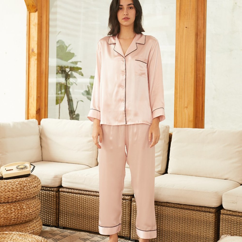 22MM Organic Silk Pajamas Button Down Pant Pick - Picture 1 of 6